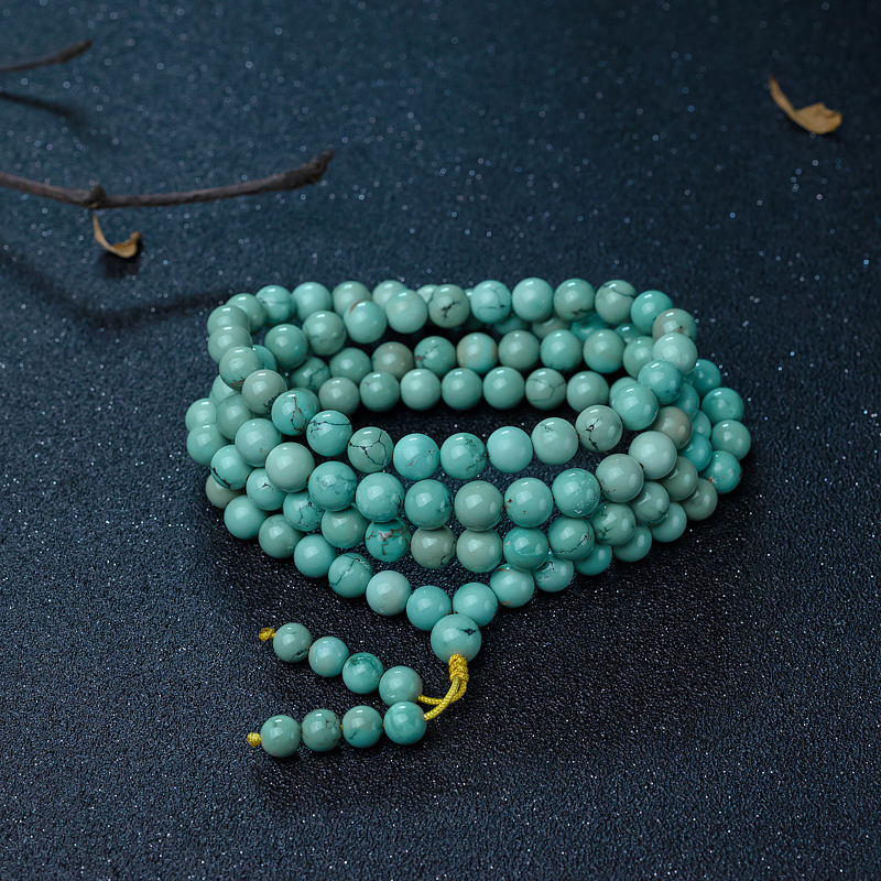 高瓷蓝绿绿松石108佛珠-红掌柜