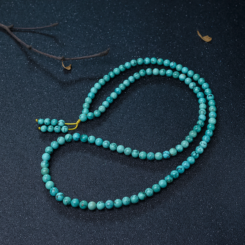 高瓷铁线蓝绿松石108佛珠-红掌柜