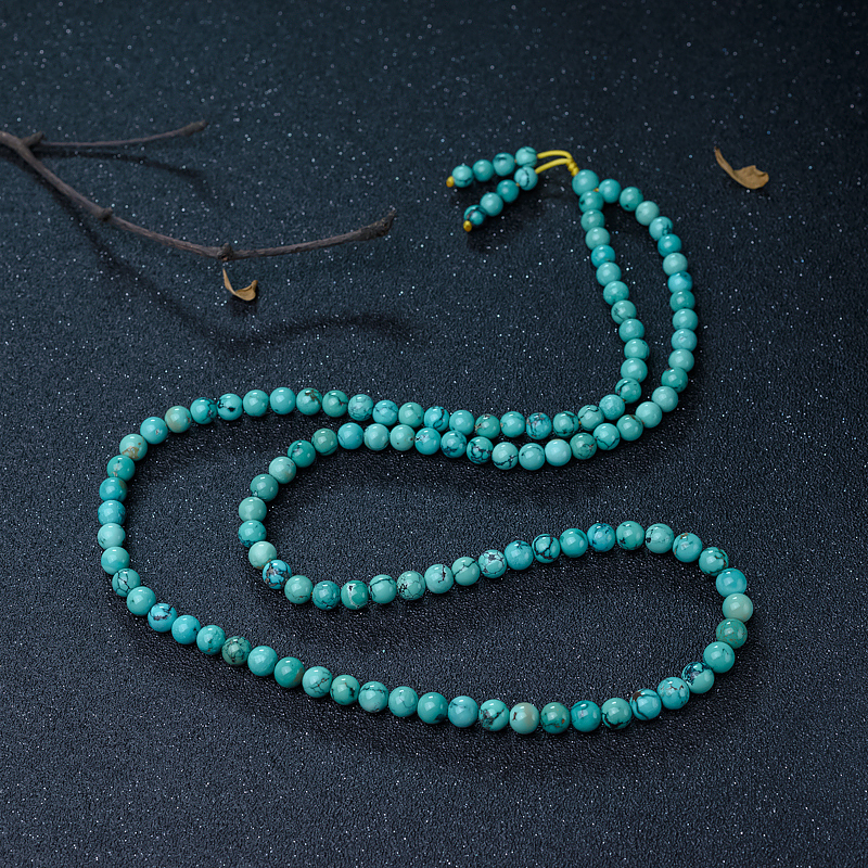 铁线蓝绿松石108佛珠-红掌柜