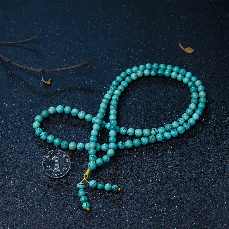 高瓷绿松石108佛珠-红掌柜