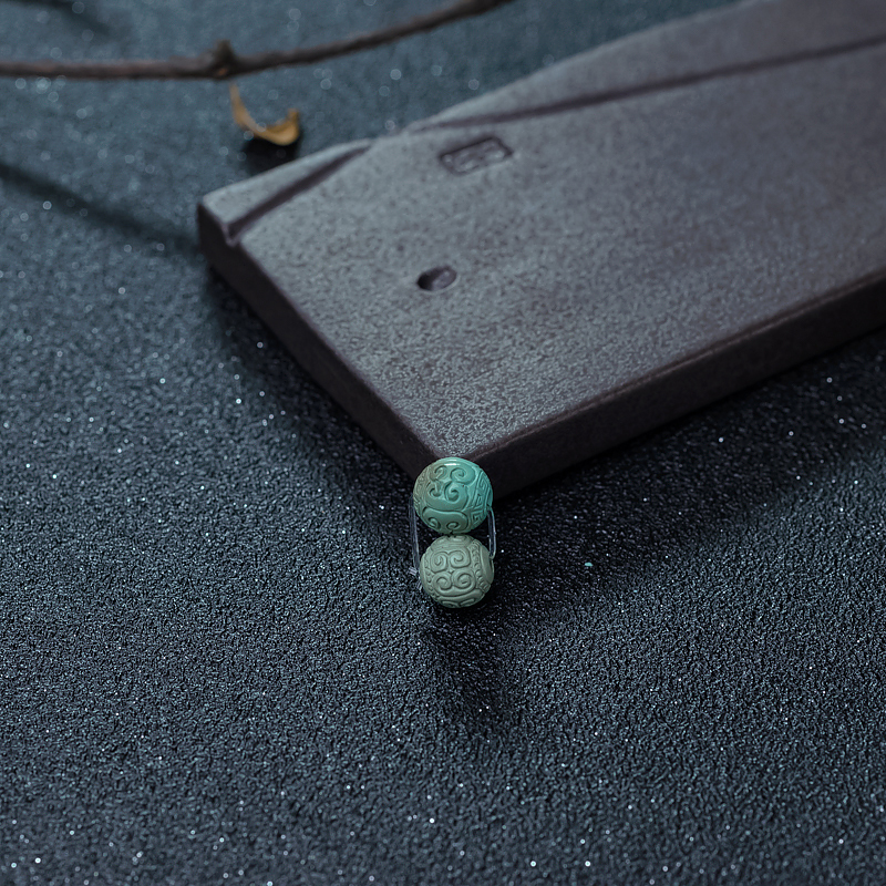 中高瓷蓝绿绿松石回纹珠-红掌柜