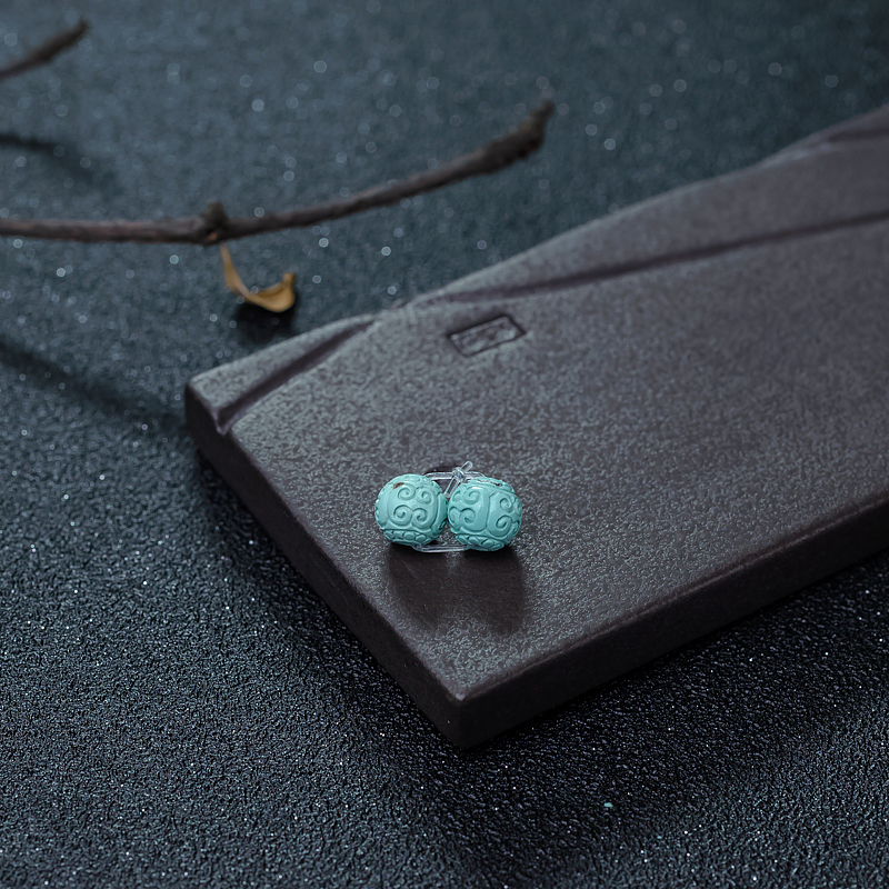 中高瓷蓝绿松石回纹珠套装-红掌柜