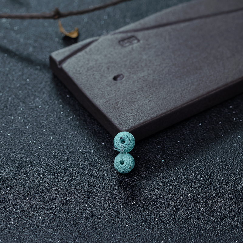 中高瓷蓝绿松石回纹珠-红掌柜