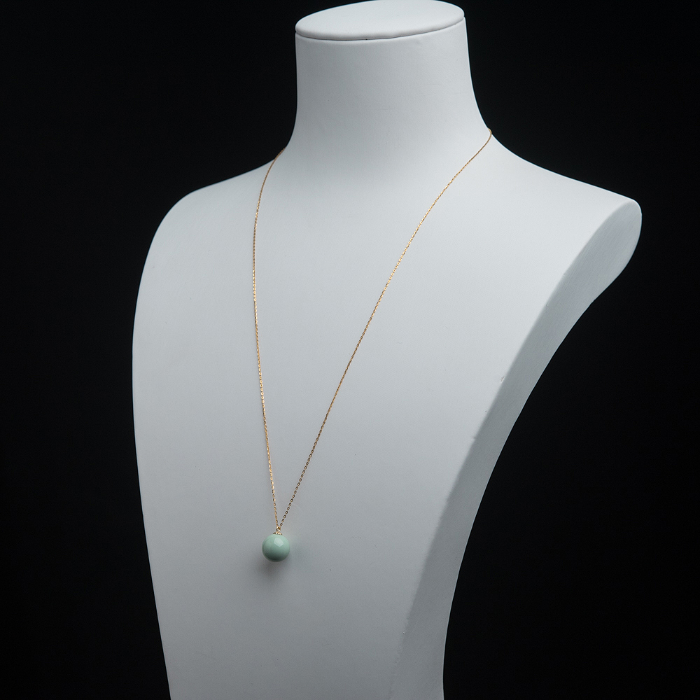 高瓷蓝绿绿松石圆珠项链-红掌柜