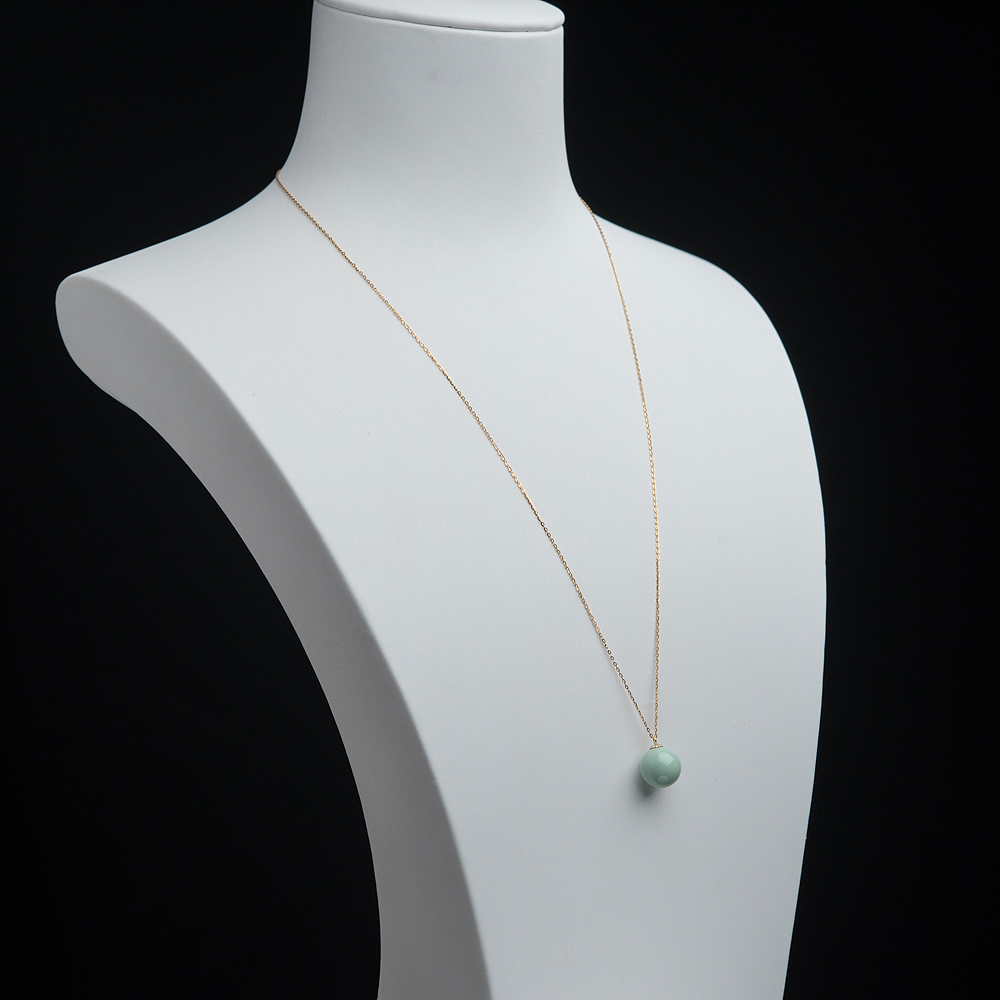 蓝绿绿松石圆珠项链-红掌柜