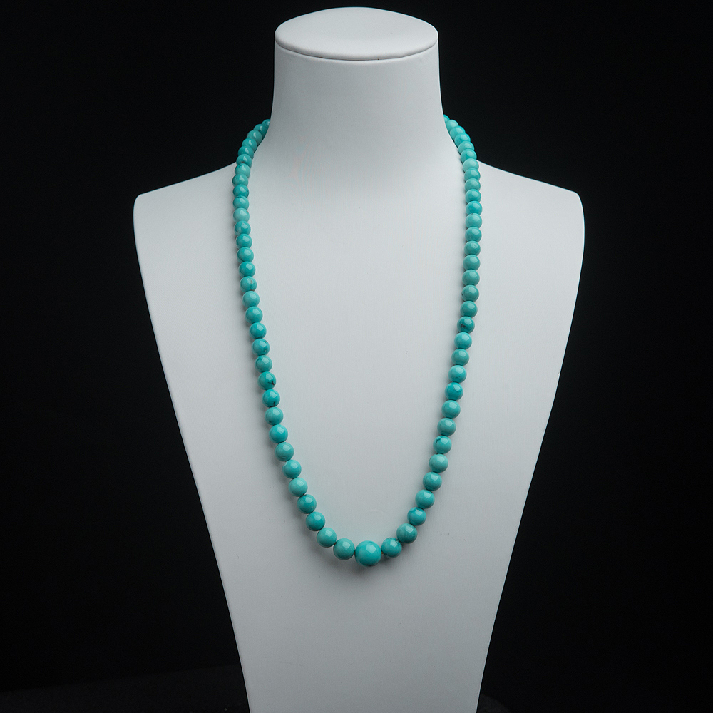 6mm高瓷铁线蓝绿松石项链-红掌柜