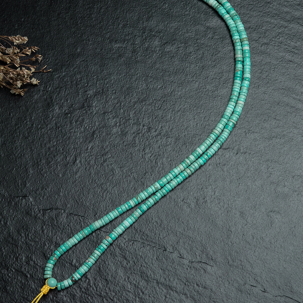 蓝绿绿松石隔片长链-红掌柜