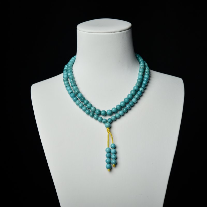 5.5mm高瓷铁线蔚蓝绿松石珠链-红掌柜