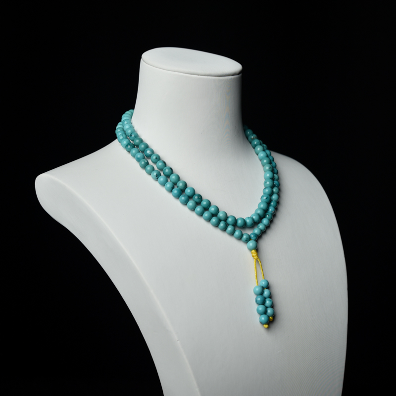 湖北5.5mm高瓷铁线蔚蓝绿松石珠链-红掌柜