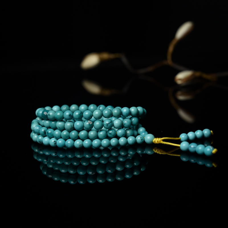 天然蔚蓝绿松石珠链-红掌柜