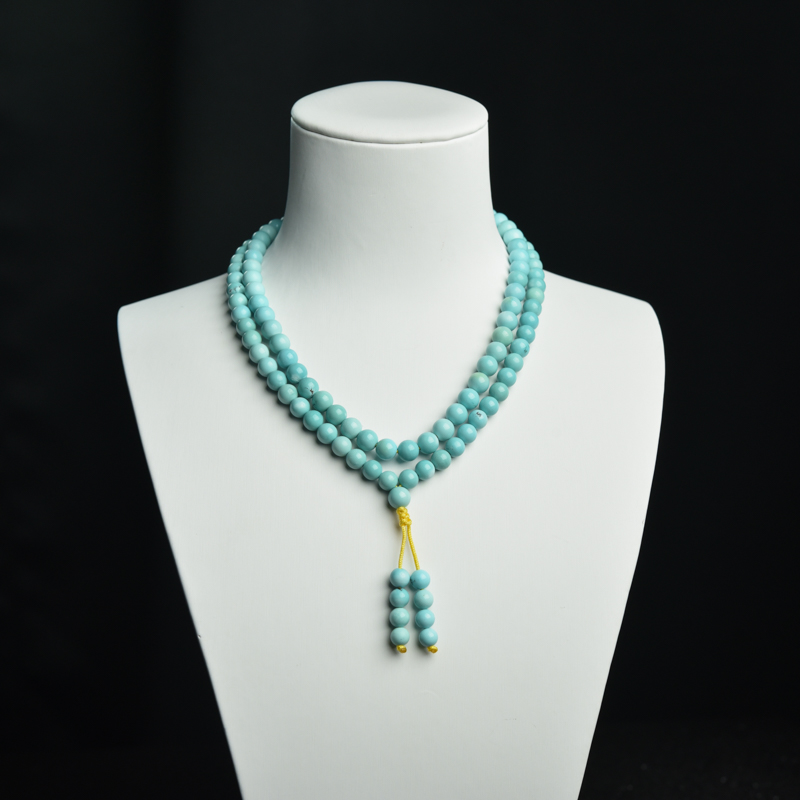 6.5mm中高瓷铁线蓝绿松石108佛珠-红掌柜