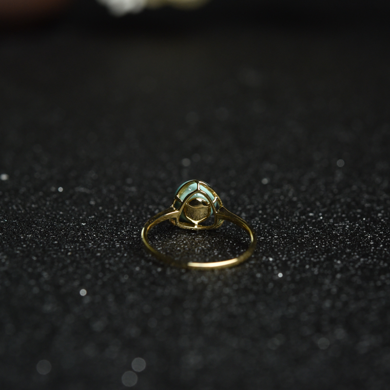 18K金镶蓝绿绿松石戒指-红掌柜