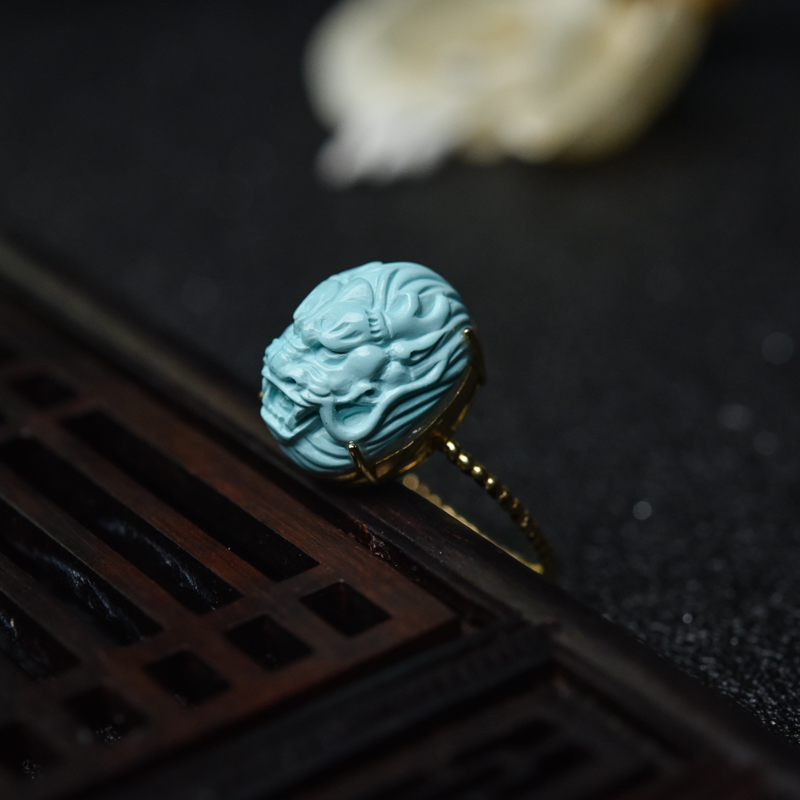 绿松石龙头戒指-红掌柜