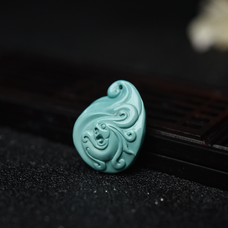 湖北绿松石仿古龙吊坠-红掌柜