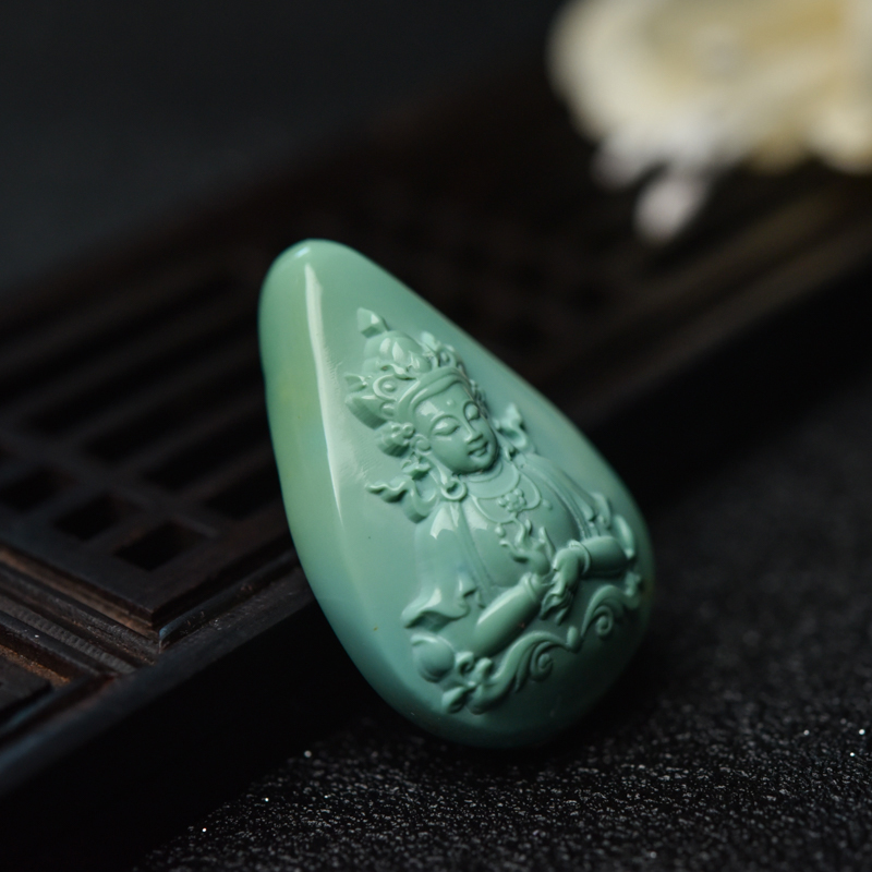 湖北绿松石绿度母吊坠-红掌柜