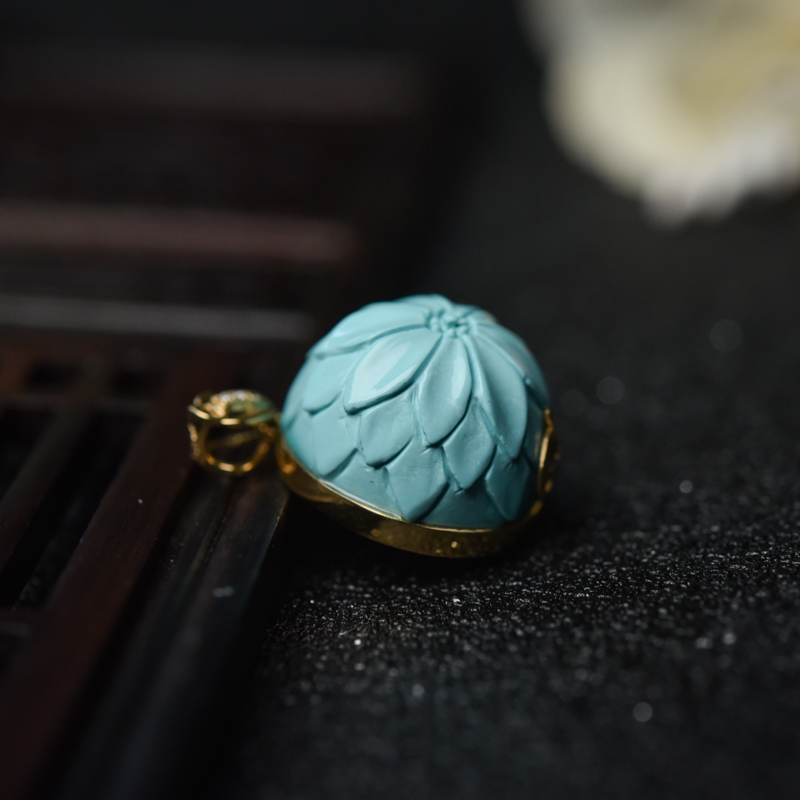 天然湖北绿松石花吊坠-红掌柜