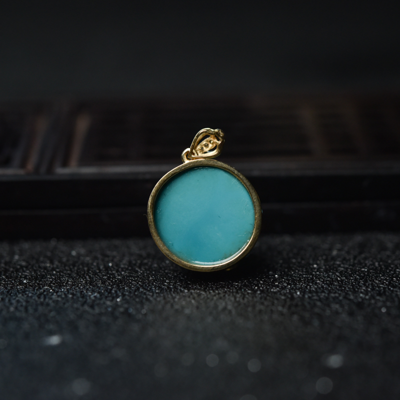 湖北浅蓝绿松石花吊坠-红掌柜