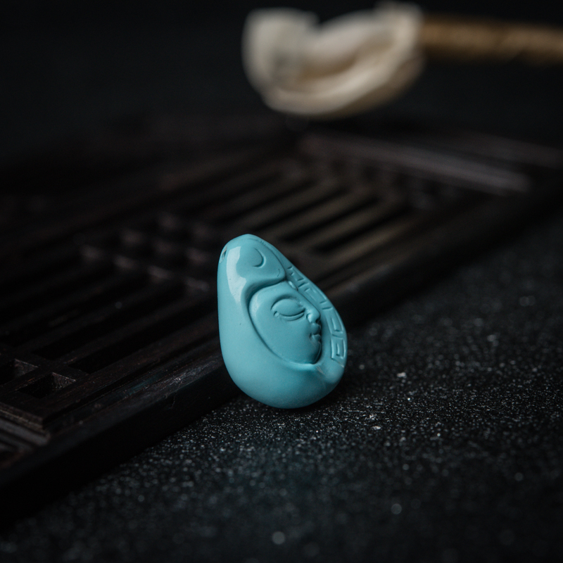 蓝绿松石观音吊坠-红掌柜