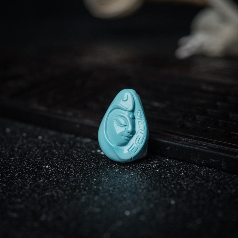 中高瓷绿松石观音吊坠-红掌柜