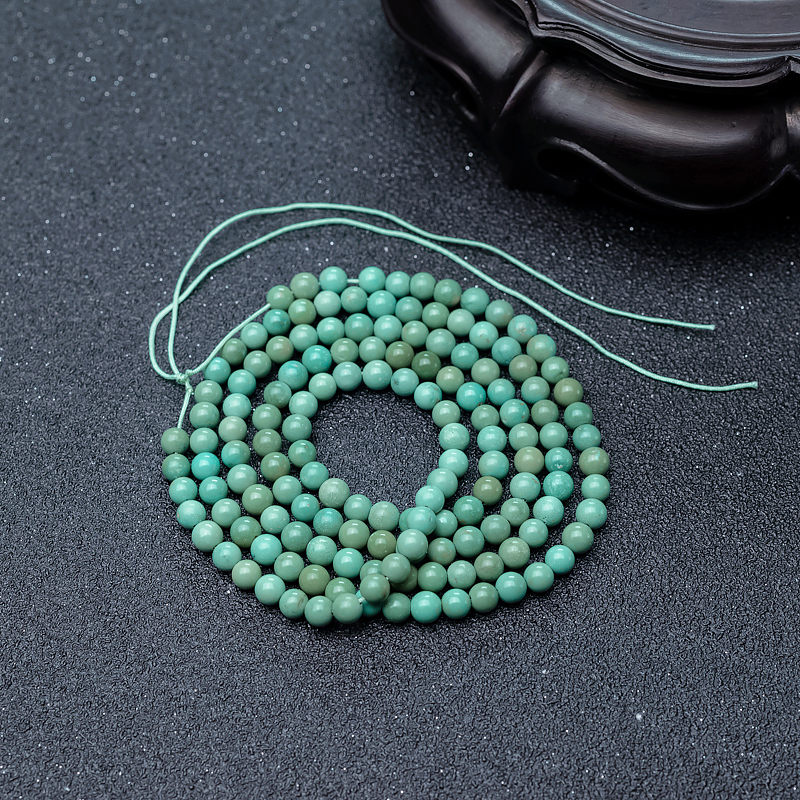 4.5mm铁线蓝绿绿松石珠链-红掌柜