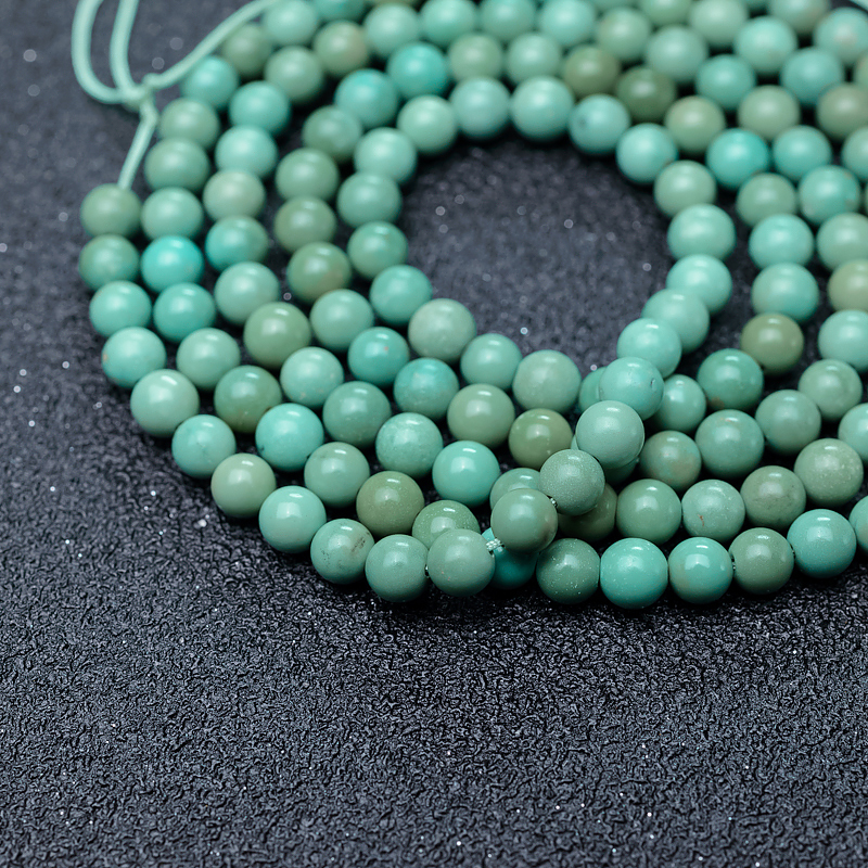 高瓷铁线蓝绿绿松石珠链-红掌柜