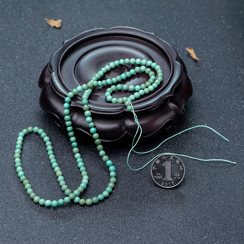 4.5mm高瓷铁线蓝绿绿松石珠链-红掌柜