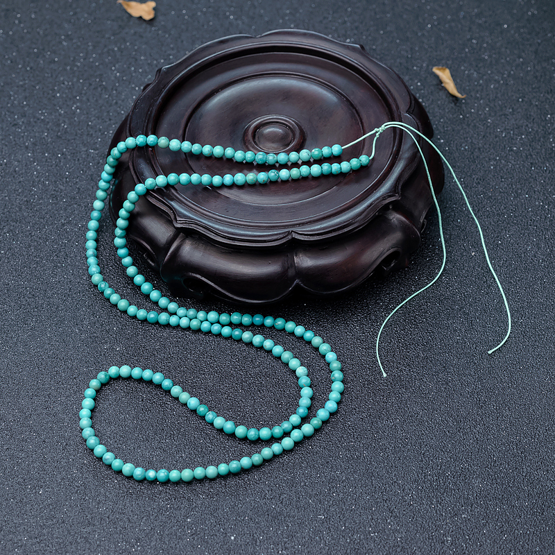 天然湖北蓝绿松石珠链-红掌柜