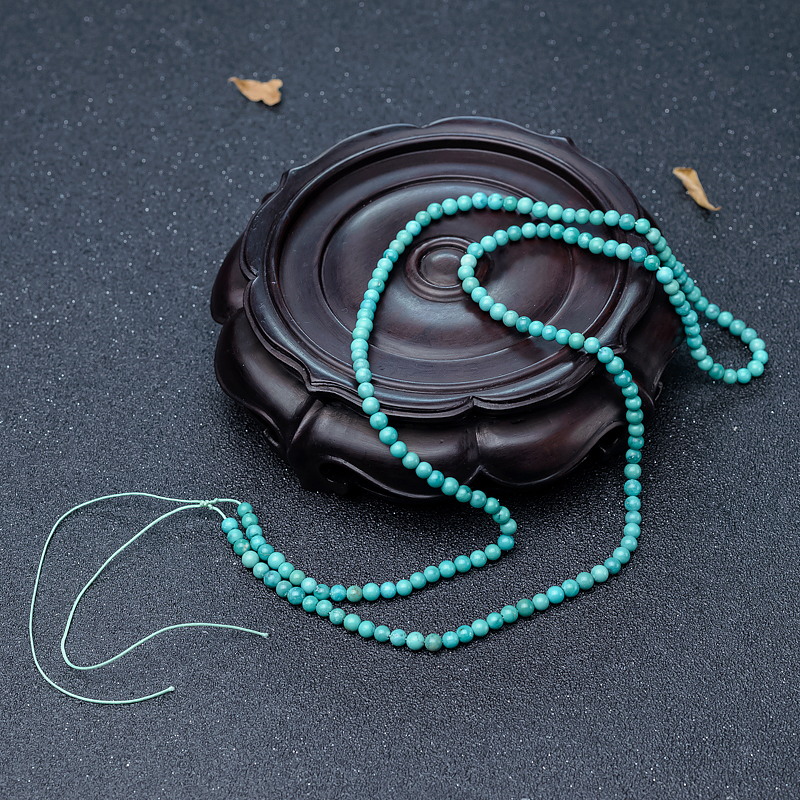 4mm中高瓷铁线绿松石珠链-红掌柜