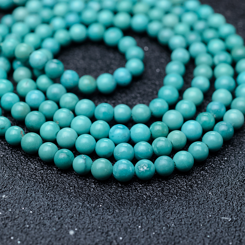 天然中高瓷铁线蓝绿松石珠链-红掌柜