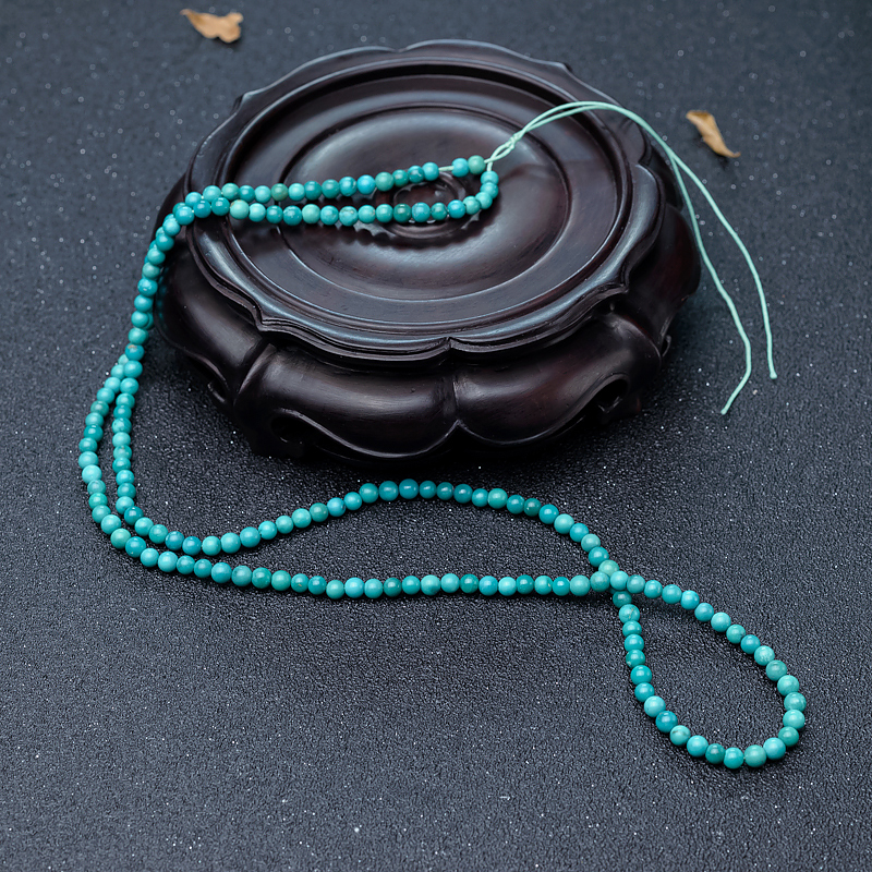 中高瓷铁线蔚蓝绿松石珠链-红掌柜