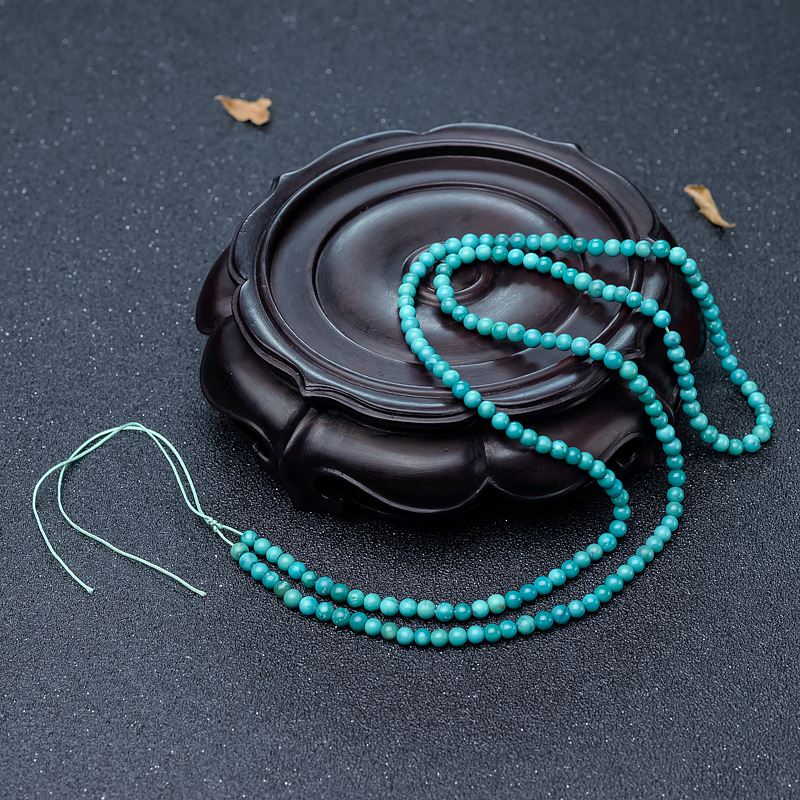 铁线蔚蓝绿松石珠链-红掌柜