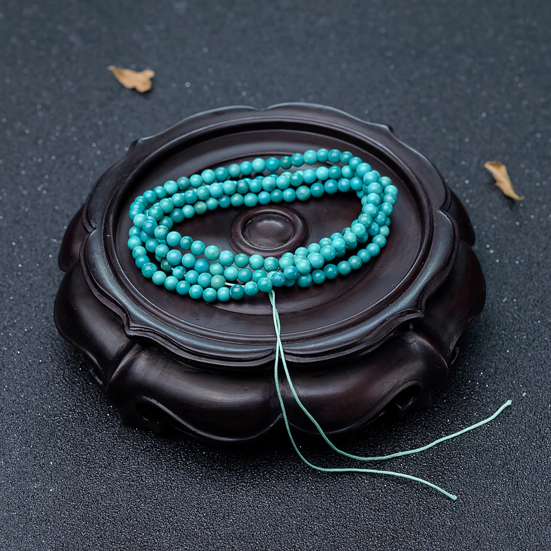 中高瓷蔚蓝绿松石珠链-红掌柜