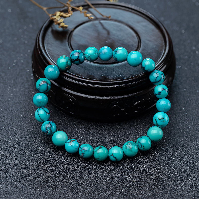 高瓷蔚蓝绿松石单圈手串-红掌柜