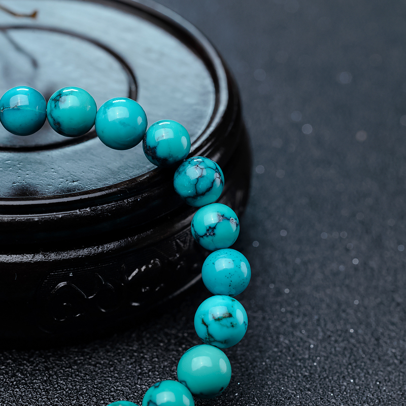 铁线绿松石单圈手串-红掌柜