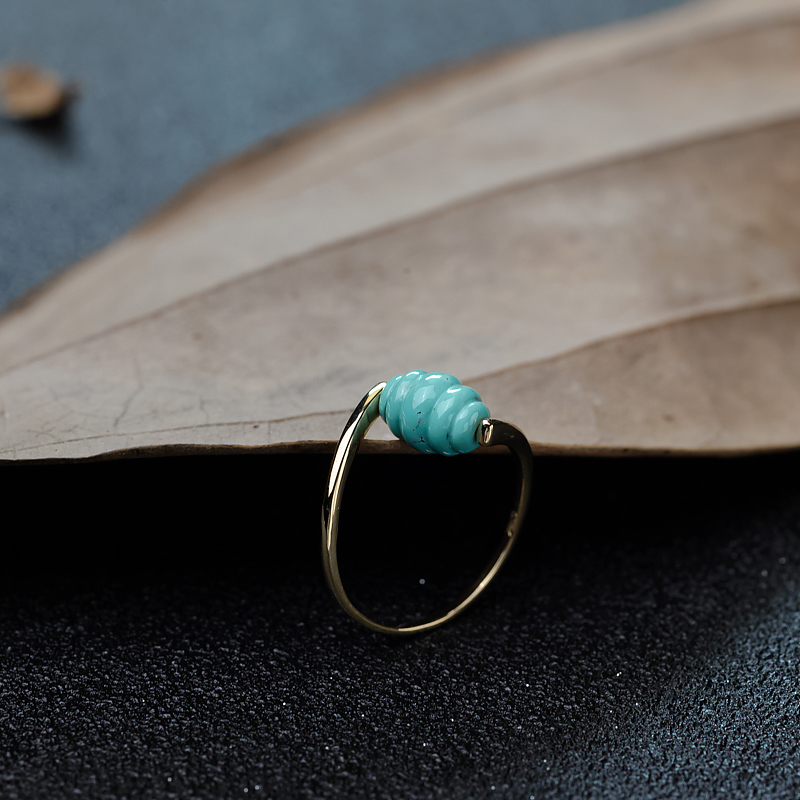 高瓷铁线蓝绿绿松石戒指-红掌柜