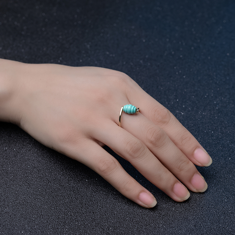 蓝绿绿松石戒指-红掌柜