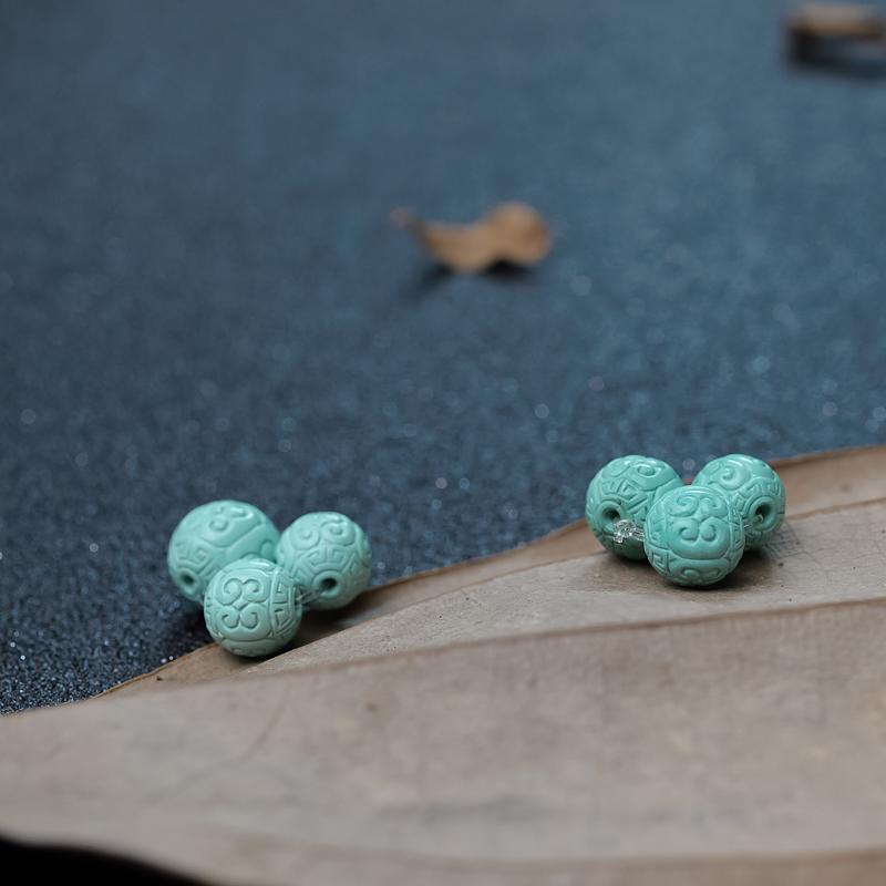 湖北天然中高瓷绿松石回纹珠（两套）-红掌柜