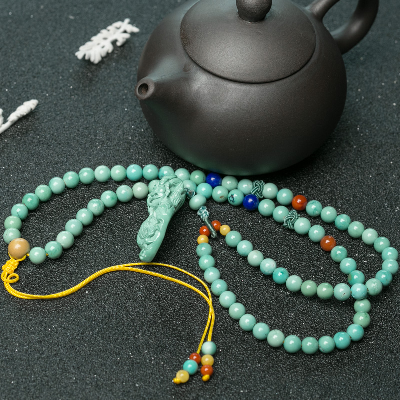 蓝绿绿松石龙项链-红掌柜