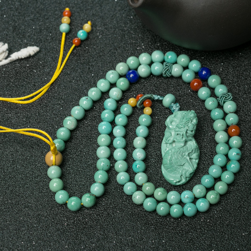 天然绿松石龙项链-红掌柜