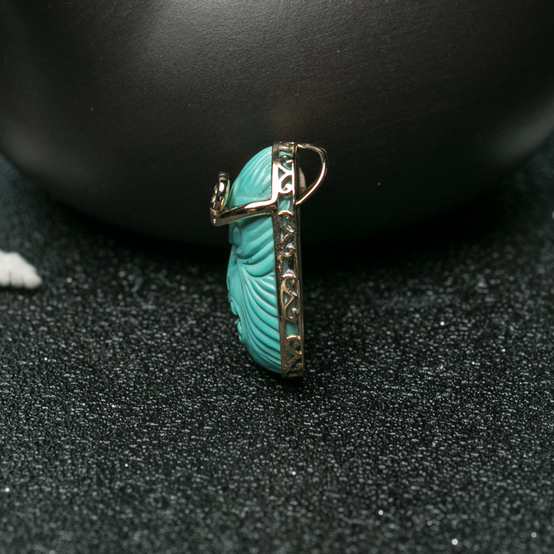 金高瓷铁线蓝绿松石孙悟空吊坠-红掌柜