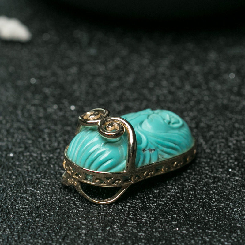 天然绿松石孙悟空吊坠-红掌柜