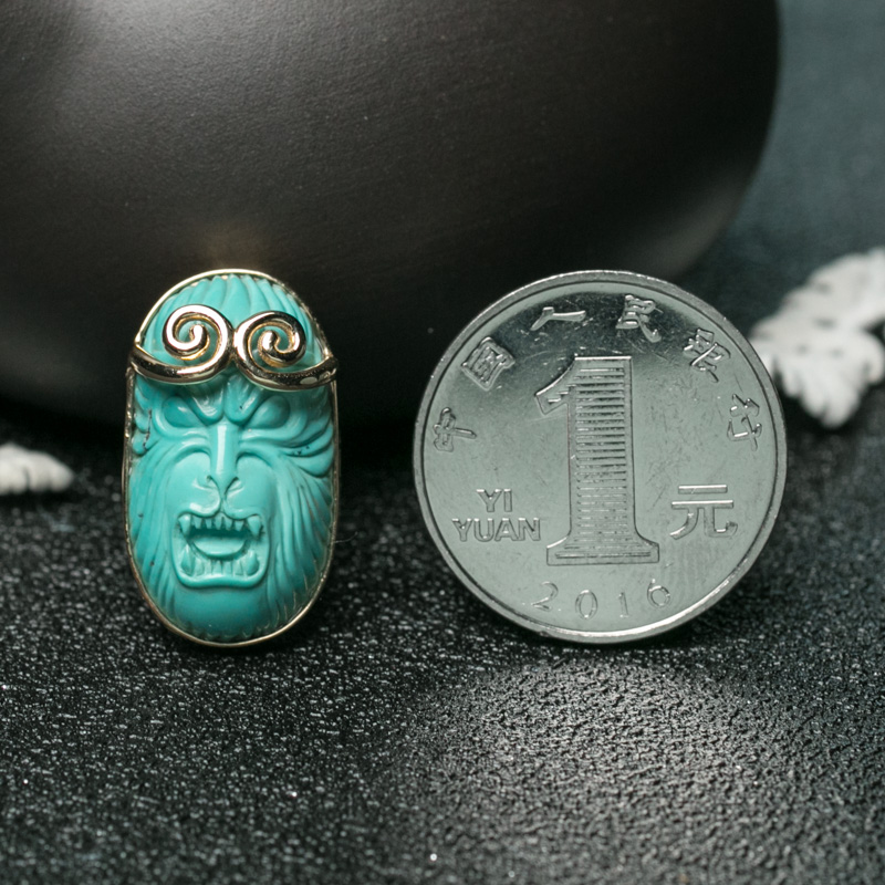 湖北绿松石孙悟空吊坠-红掌柜