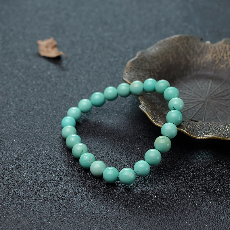 7.2mm中高瓷铁线蓝绿松石单圈手串-红掌柜
