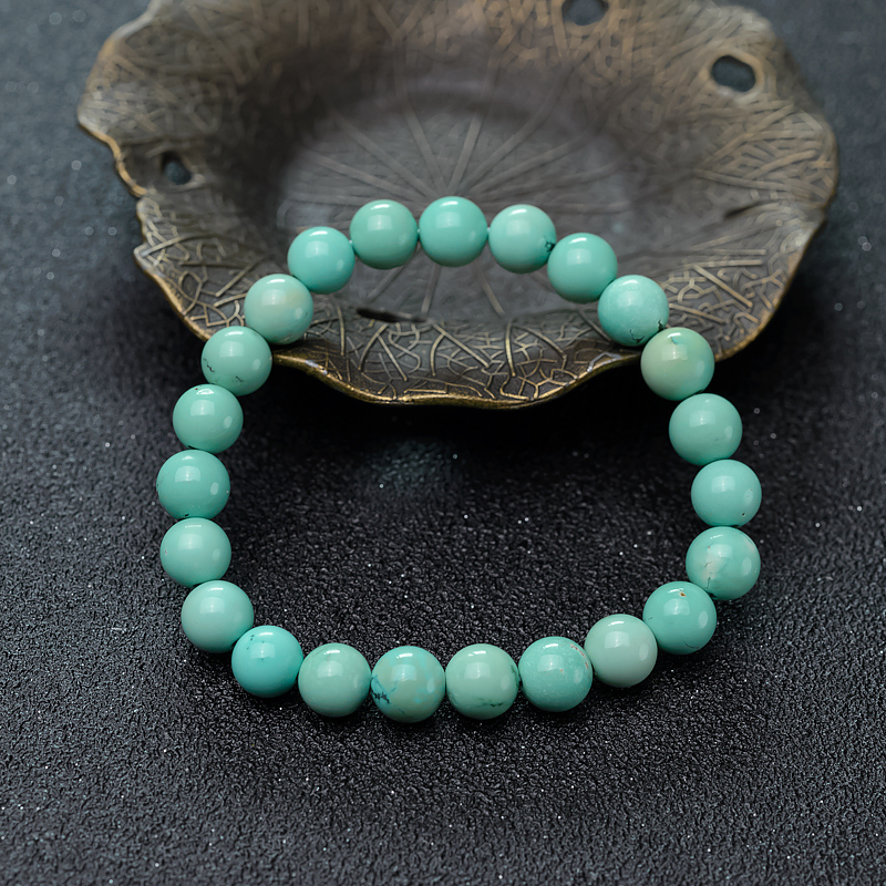 铁线蓝绿松石单圈手串-红掌柜