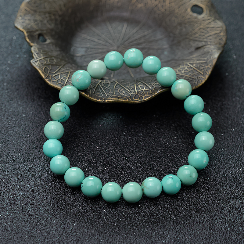 中高瓷蓝绿松石单圈手串-红掌柜