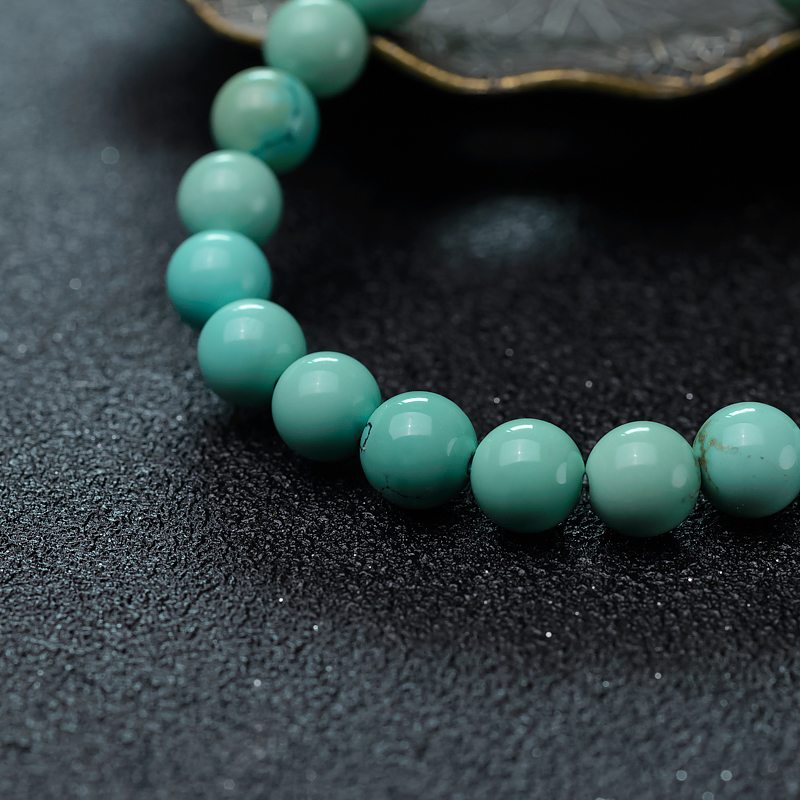中高瓷铁线蓝绿松石手串-红掌柜