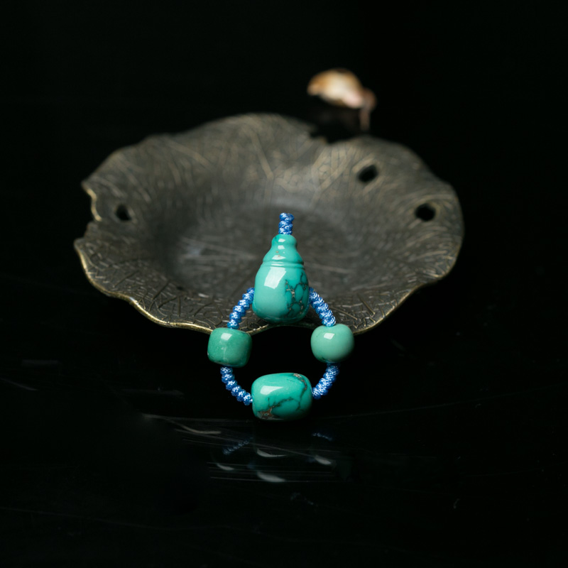 湖北天然高瓷铁线蓝绿松石套装-红掌柜