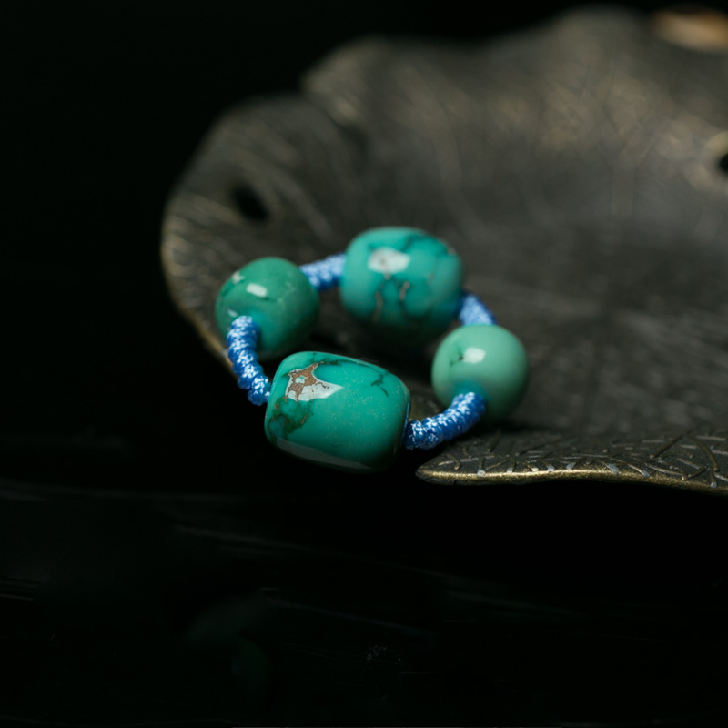 高瓷铁线蓝绿松石套装-红掌柜