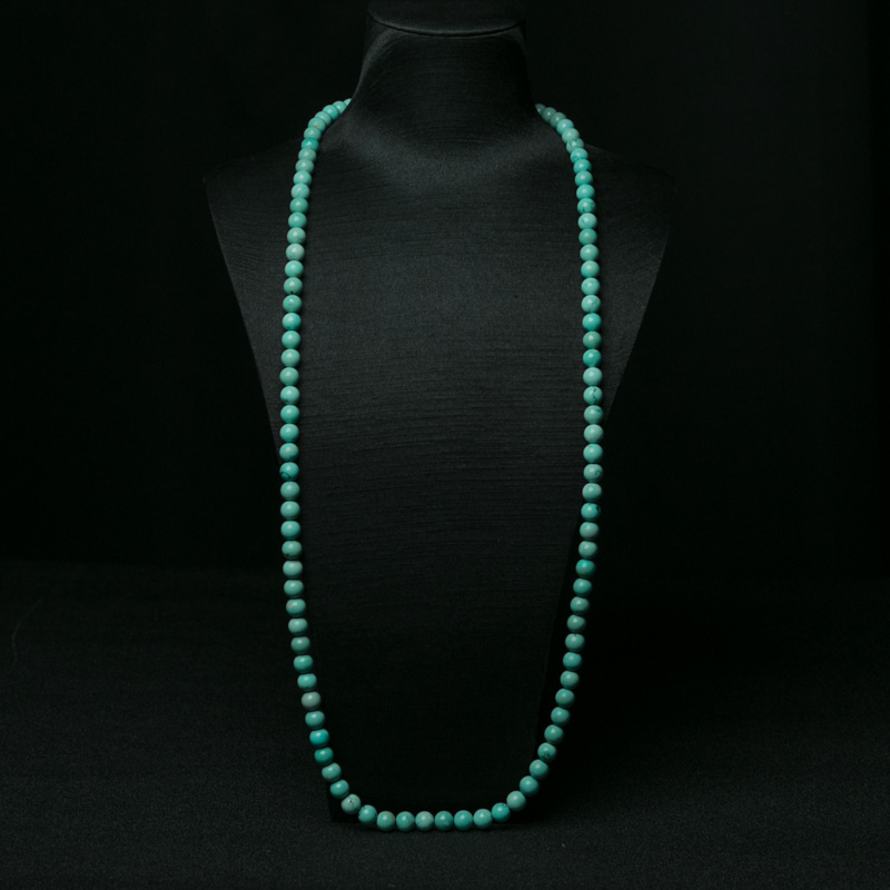 湖北天然中高瓷铁线蓝绿松石108佛珠-红掌柜