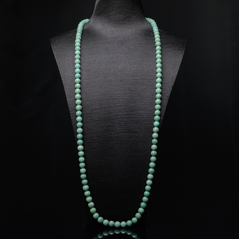 8mm中高瓷铁线蓝绿松石108佛珠-红掌柜